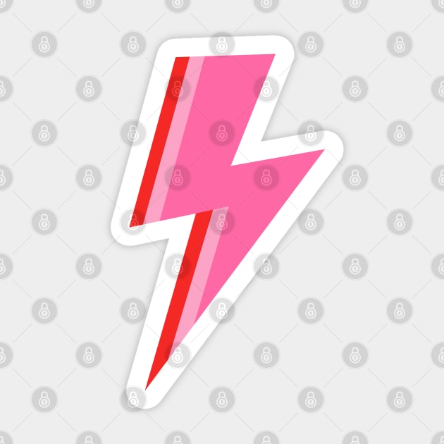 Pink and Red Striped Lightning Strike Sticker by OneThreeSix